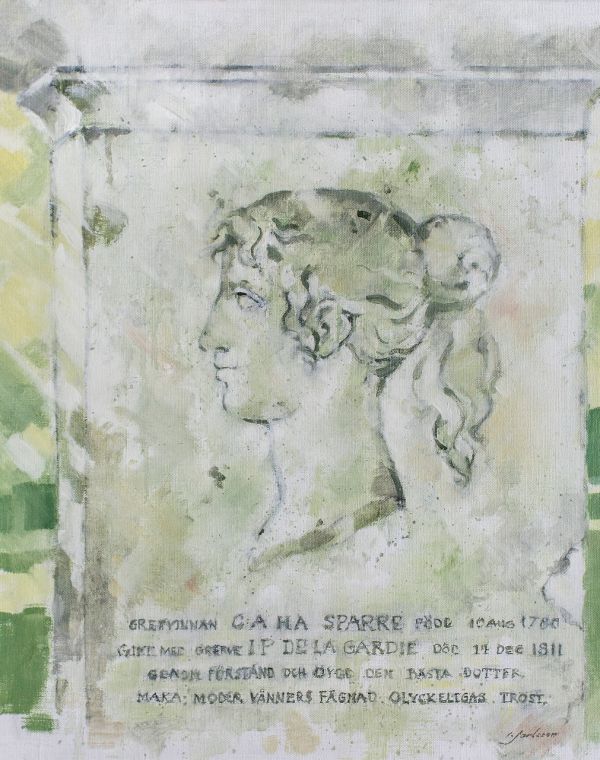 marmor relief kvinnohuvud i profil 1700-tal